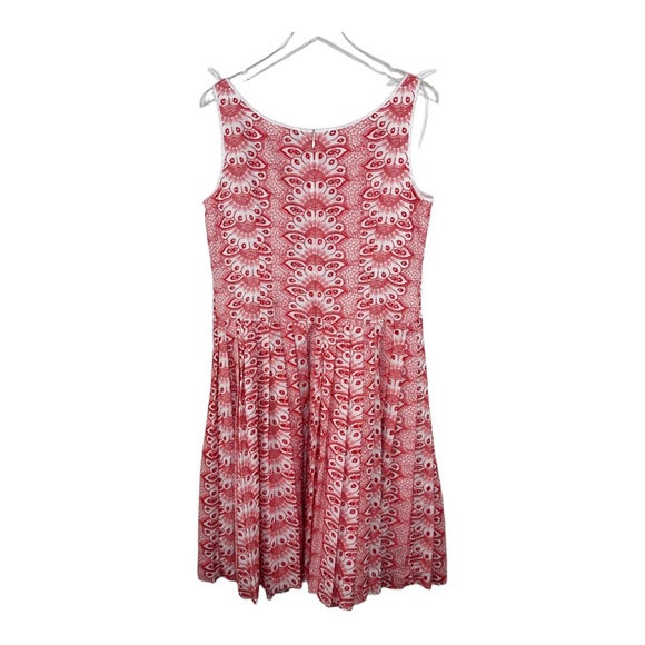 Brooks Brothers Red/White Patterned Eyelet Sleeveless Fit and Flare Dress Sz 14 - Picture 4 of 16